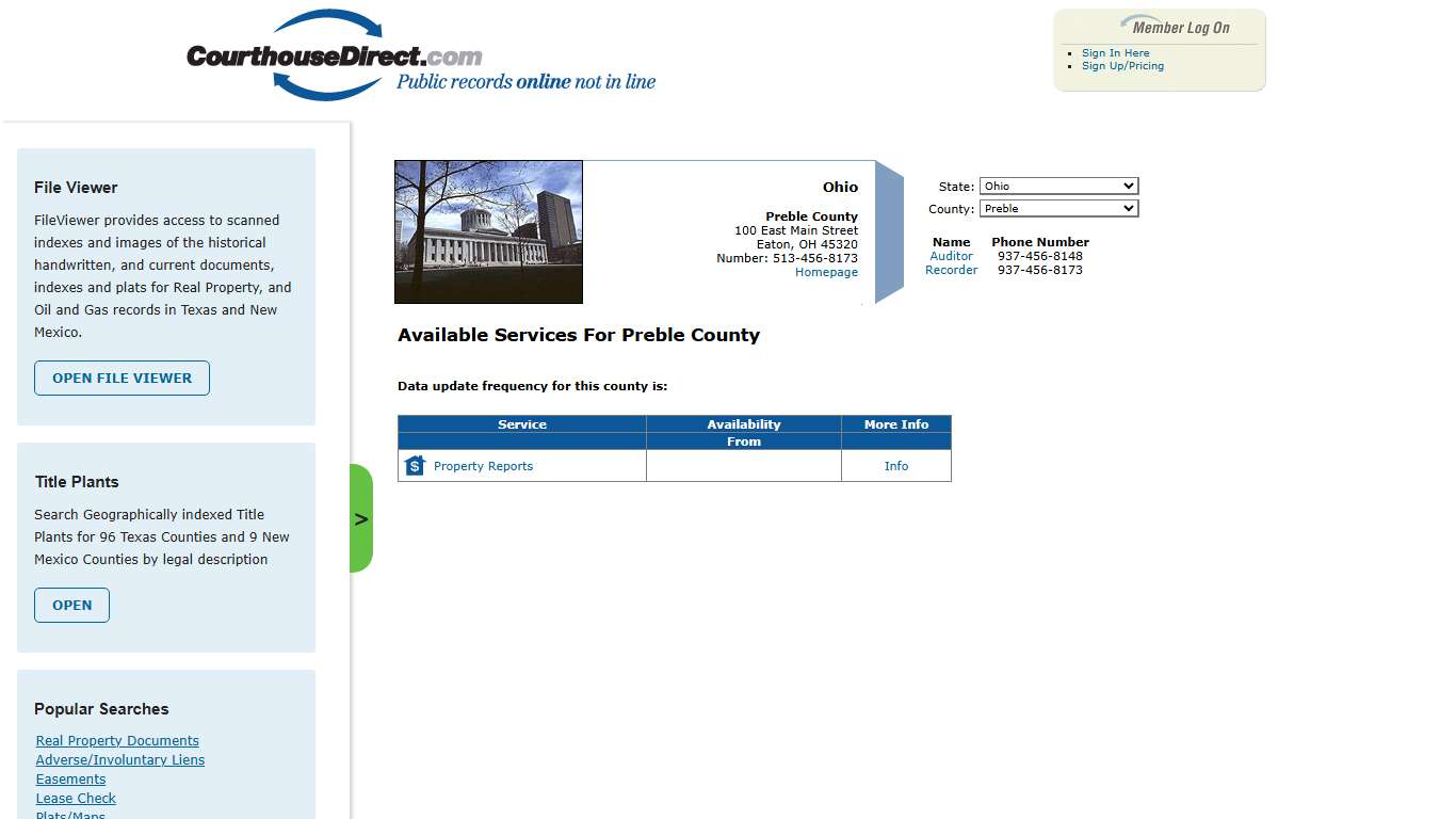 Search Preble County Public Property Records Online | CourthouseDirect.com