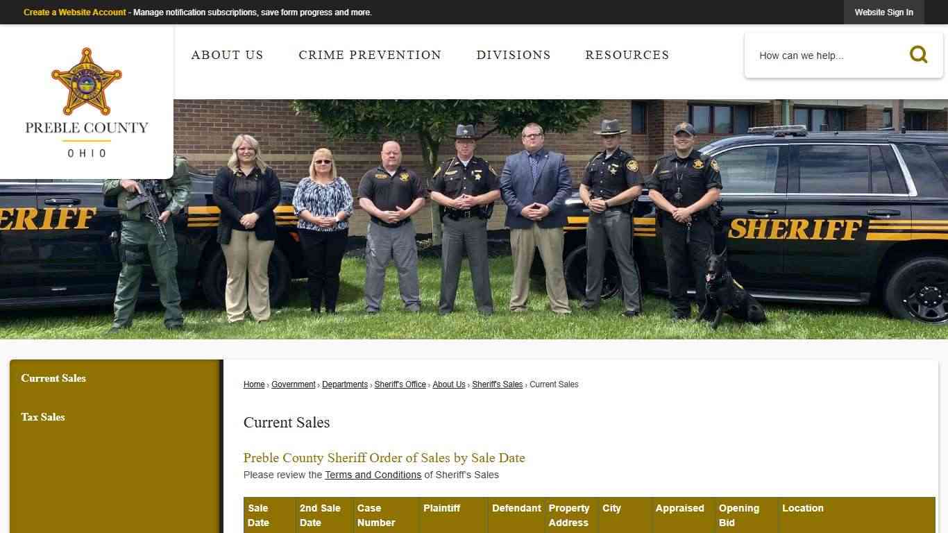 Current Sales | Preble County, OH